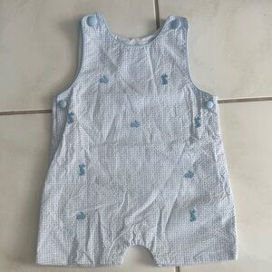 Anavini Light Blue Embroidered  Bunny Romper